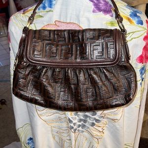 Fendi Leather Small Embossed Zucca Chef Bag